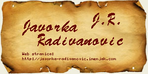 Javorka Radivanović vizit kartica